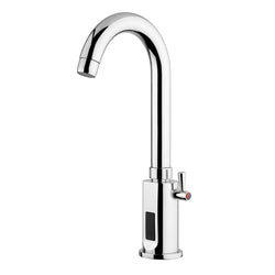 Premium kran mieszający z jednym otworem - z czujnikiem podczerwieni & wysoką, obrotową wylewką - 130 mm