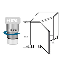 Szafka robocza narożna ze stali szlachetnej PREMIUM z drzwiami skrzydłowymi 1000 x 600 mm