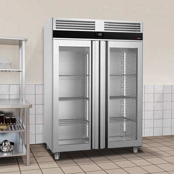 Zamrażarka ze stali nierdzewnej PREMIUM - GN 2/1 - 1400 litrów - z 2 szklanymi drzwiami - Prime Gastro