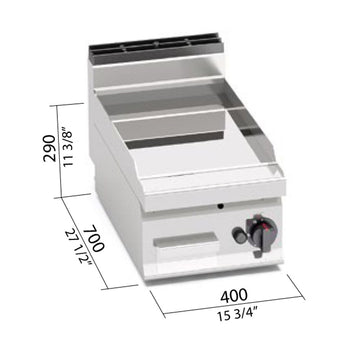 Gazowa płyta grillowa - 6,9 kW - Gładka - z błyszczącą powierzchnią - Prime Gastro