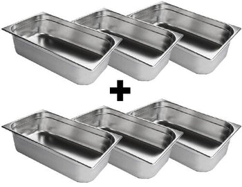 (6 sztuk) Pojemniki GN nierdzewne 1/1 - wysokość: 100 mm - Prime Gastro