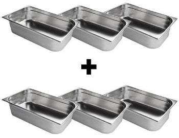 (6 sztuk) Pojemnik ze stali nierdzewnej GN 1/1 - Wysokość: 150 mm - Prime Gastro