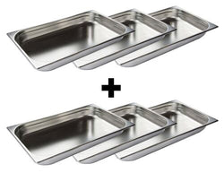 (6 sztuk) Pojemniki GN ze stali nierdzewnej 1/1 - wysokość: 20 mm