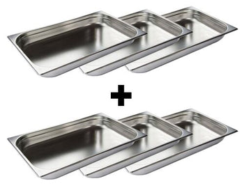 (6 sztuk) Pojemniki GN ze stali nierdzewnej 1/1 - wysokość: 20 mm