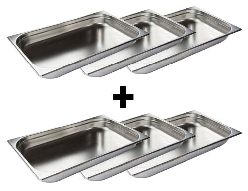 (6 sztuk) Pojemniki GN ze stali nierdzewnej 1/1 - wysokość: 20 mm