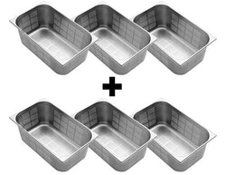 (6 sztuk) Pojemniki GN z nierdzewnej stali 1/1 - perforowane - wysokość: 200 mm