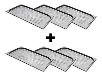 (6 sztuk) Pojemnik ze stali nierdzewnej GN 1/1 – perforowany – wysokość: 20 mm - Prime Gastro