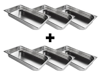 (6 sztuk) Pojemniki GN z nierdzewnej stali 1/1 - wysokość: 40 mm