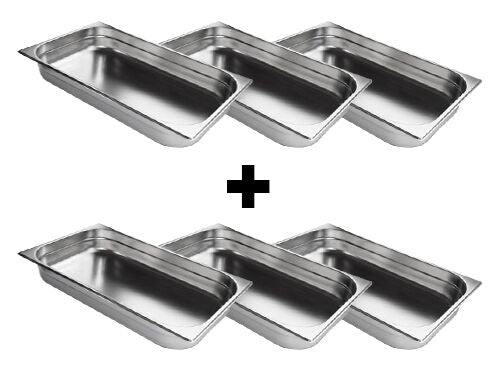 (6 sztuk) Pojemniki GN z nierdzewnej stali 1/1 - wysokość: 40 mm
