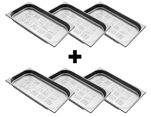 (6 sztuk) Pojemnik ze stali nierdzewnej GN 1/1 – perforowany – wysokość: 40 mm