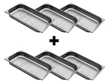 (6 sztuk) Pojemnik ze stali nierdzewnej GN 1/1 – perforowany – wysokość: 65 mm - Prime Gastro