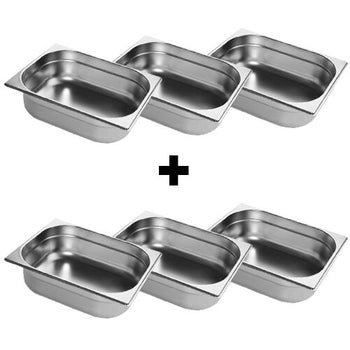 (6 sztuk) Pojemniki GN z nierdzewnej stali 1/2 - wysokość: 100 mm - Prime Gastro