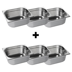 (6 sztuk) Pojemniki GN nierdzewne 1/2 - wysokość: 150 mm