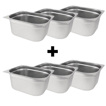 (6 sztuk) Pojemnik ze stali nierdzewnej GN 1/2 - Wysokość: 200 mm - Prime Gastro