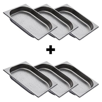 (6 sztuk) Pojemnik ze stali nierdzewnej GN 1/2 – perforowany – wysokość: 40 mm - Prime Gastro