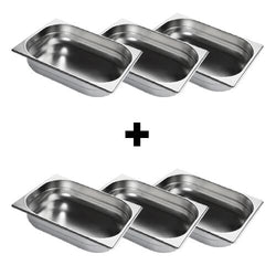 (6 sztuk) Pojemnik ze stali nierdzewnej GN 1/2 - Wysokość: 65 mm