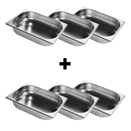 (6 sztuk) Pojemnik ze stali nierdzewnej GN 1/2 - Wysokość: 65 mm