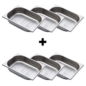 (6 sztuk) Pojemnik ze stali nierdzewnej GN 1/2 – perforowany – wysokość: 65 mm - Prime Gastro