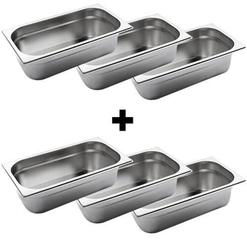 (6 sztuk) Pojemnik ze stali nierdzewnej GN 1/3 - Wysokość: 100 mm - Prime Gastro