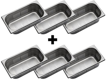 (6 sztuk) Pojemnik ze stali nierdzewnej GN 1/3 – perforowany – wysokość: 100 mm - Prime Gastro