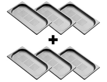 (6 sztuk) Pojemniki GN z nierdzewnej stali 1/3 - perforowane - wysokość: 20 mm - Prime Gastro