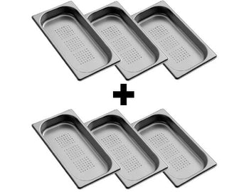 (6 sztuk) Pojemnik ze stali nierdzewnej GN 1/3 – perforowany – wysokość: 40 mm - Prime Gastro