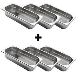 (6 sztuk) Pojemnik ze stali nierdzewnej GN 1/3 - Wysokość: 65 mm