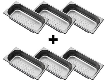 (6 sztuk) Pojemnik ze stali nierdzewnej GN 1/3 – perforowany – wysokość: 65 mm - Prime Gastro