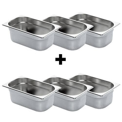 (6 sztuk) Pojemnik ze stali nierdzewnej GN 1/4 - Wysokość: 100 mm