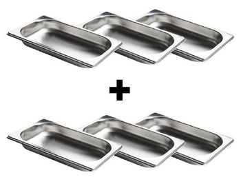 (6 sztuk) Pojemnik ze stali nierdzewnej GN 1/4 - Wysokość: 20 mm - Prime Gastro