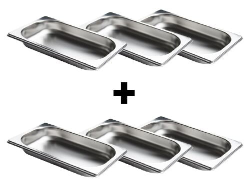 (6 sztuk) Pojemnik ze stali nierdzewnej GN 1/4 - Wysokość: 20 mm