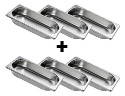 (6 sztuk) Pojemnik ze stali nierdzewnej GN 1/4 - Wysokość: 40 mm