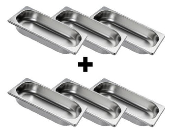 (6 sztuk) Pojemnik ze stali nierdzewnej GN 1/4 - Wysokość: 40 mm - Prime Gastro