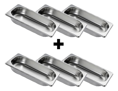 (6 sztuk) Pojemnik ze stali nierdzewnej GN 1/4 - Wysokość: 40 mm