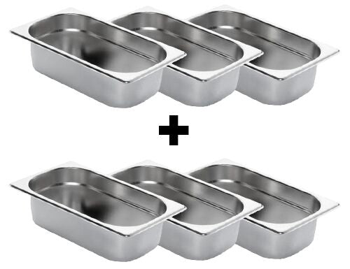 (6 sztuk) Pojemnik ze stali nierdzewnej GN 1/4 - Wysokość: 65 mm