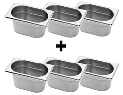 (6 sztuk) Pojemnik ze stali nierdzewnej GN 1/9 - Wysokość: 100 mm