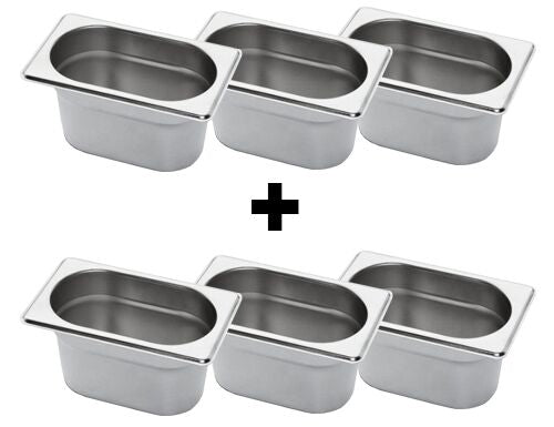 (6 sztuk) Pojemnik ze stali nierdzewnej GN 1/9 - Wysokość: 100 mm