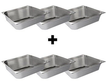 (6 sztuk) Pojemnik ze stali nierdzewnej GN 2/1 - Wysokość: 100 mm - Prime Gastro