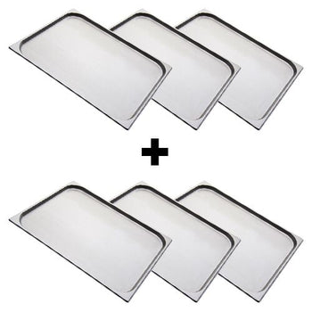 (6 sztuk) Pojemnik ze stali nierdzewnej GN 2/1 - Wysokość: 20 mm