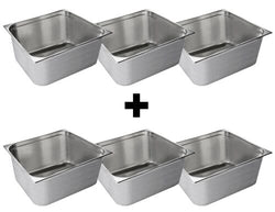 (6 sztuk) Pojemnik ze stali nierdzewnej GN 2/1 - Wysokość: 200 mm