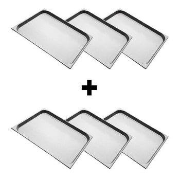 (6 sztuk) Pojemnik ze stali nierdzewnej GN 2/1 - Wysokość: 40 mm - Prime Gastro