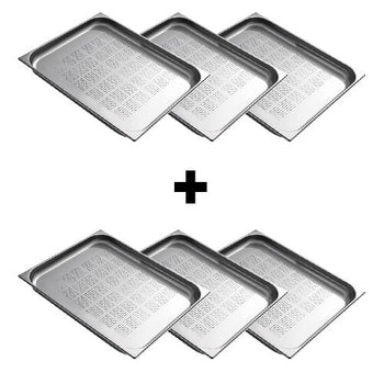 (6 sztuk) Pojemnik ze stali nierdzewnej GN 2/1 – perforowany – wysokość: 40 mm - Prime Gastro