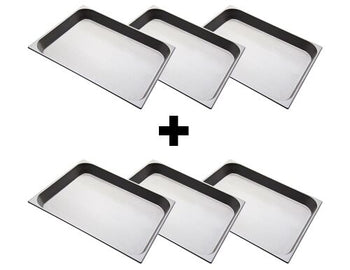 (6 sztuk) Pojemnik ze stali nierdzewnej GN 2/1 - Wysokość: 65 mm - Prime Gastro