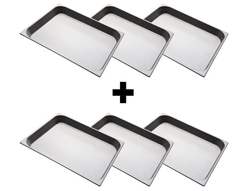 (6 sztuk) Pojemnik ze stali nierdzewnej GN 2/1 - Wysokość: 65 mm