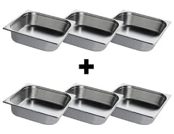 (6 sztuk) Pojemnik ze stali nierdzewnej GN 2/3 - Wysokość: 100 mm