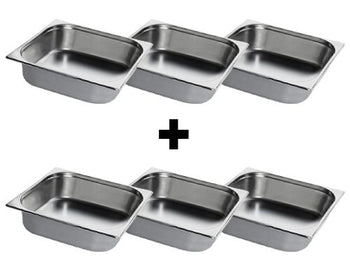 (6 sztuk) Pojemnik ze stali nierdzewnej GN 2/3 - Wysokość: 100 mm