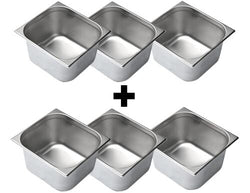 (6 sztuk) Pojemnik ze stali nierdzewnej GN 2/3 - Wysokość: 200 mm