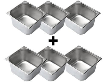 (6 sztuk) Pojemnik ze stali nierdzewnej GN 2/3 - Wysokość: 200 mm - Prime Gastro