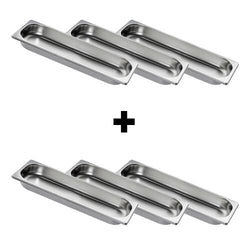 (6 sztuk) Pojemniki GN z nierdzewnej stali 2/4 - wysokość: 40 mm