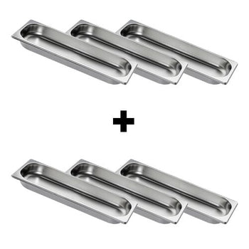 (6 sztuk) Pojemniki GN z nierdzewnej stali 2/4 - wysokość: 40 mm - Prime Gastro